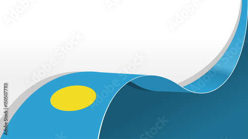 waving palau flag frame background with copy space for text. palau is country in oceania