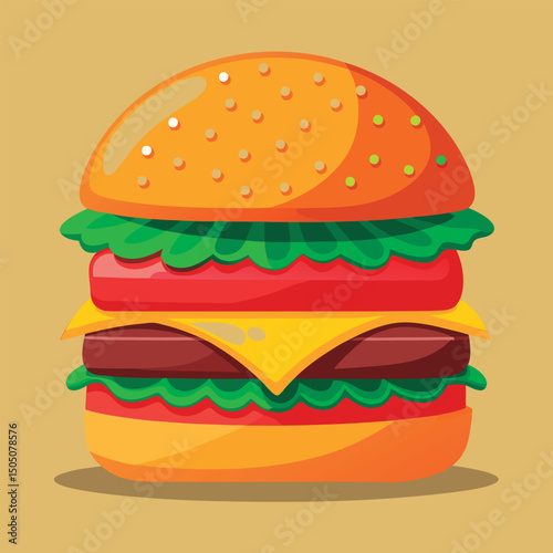 Delicious cartoon burger ready to eat.