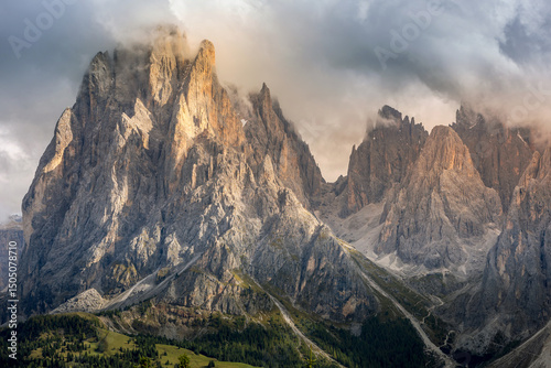 Seiser Alm, Dolomites in Italian Alps. Sassolungo