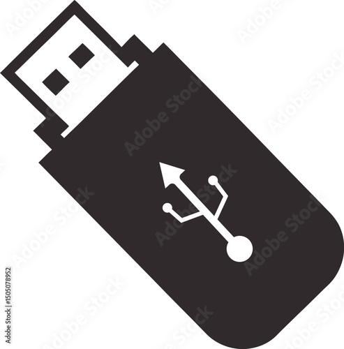 Stylish USB Flash Drive Symbol,  Linear Vector Symbol for Data Transfer
