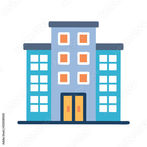 Apartment Block with Windows Icon – Residential Building and Urban Living Vector Illustration