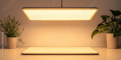 Smart LED panel light with adjustable color temperature on white background