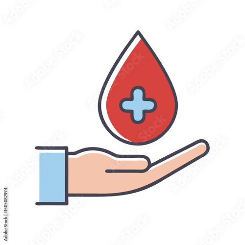 Blood Drop Donation Icon – Healthcare and Charity Vector Illustration