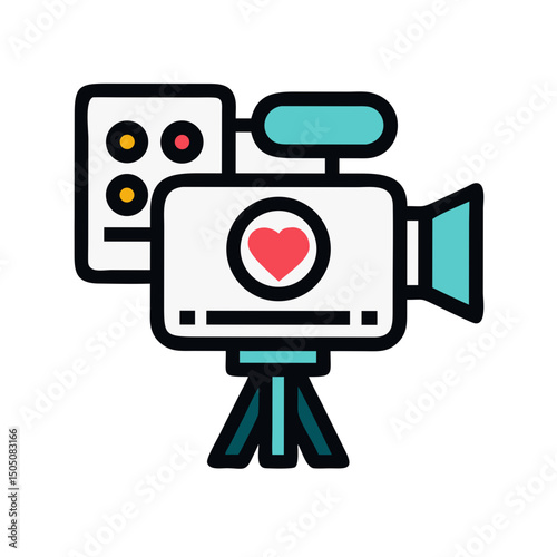 Recording Charity Event Icon – Fundraising and Social Cause Video Vector Illustration