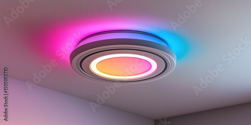 Smart recessed light with dimming and color options on white background