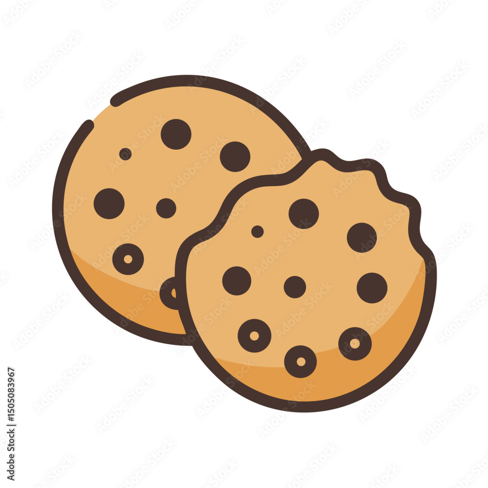 Fototapeta premium Chocolate Chip Cookie Icon – Sweet Baked Dessert and Snack Vector Illustration