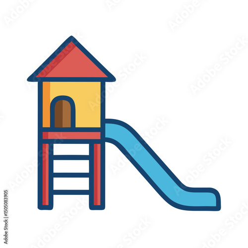 Children’s Slide Icon – Playground Slide and Outdoor Play Equipment Vector Illustration
