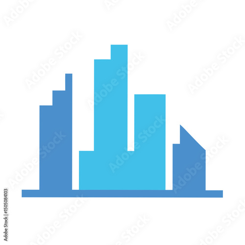 Cityscape Skyline Building Icon – Urban Architecture and Modern City Vector Illustration