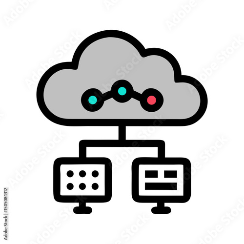 Cloud with Control Panel Icon – Cloud Management and Settings Vector Illustration