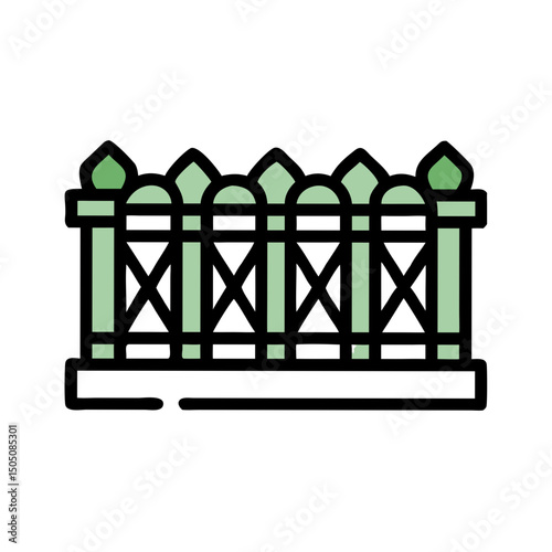 Decorative Fence Icon – Garden Barrier, Ornamental Gate, Outdoor Fence Symbol