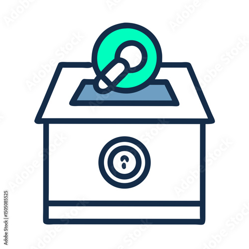 Donation Box with Magnifier Icon – Charity Search, Fundraising, Support Symbol