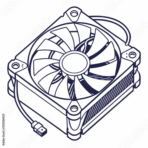 Vector illustration of cleaning cooling fan of a desktop cpu, isolated on  background WHITE