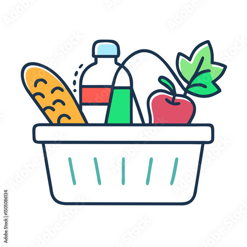 Food Donation Basket Icon – Charity, Help, Giving, Community Support Symbol
