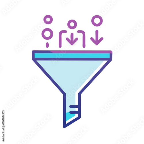 Funnel Filtering Data Icon – Data Analysis, Conversion, Sorting Process Symbol