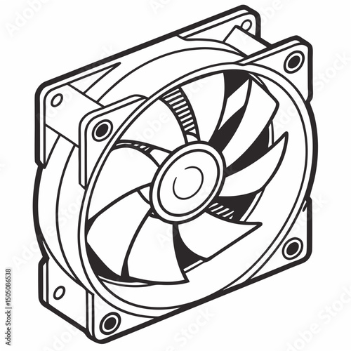 Vector illustration of cleaning cooling fan of a desktop cpu, isolated on  background WHITE