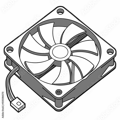 Vector illustration of cleaning cooling fan of a desktop cpu, isolated on  background WHITE