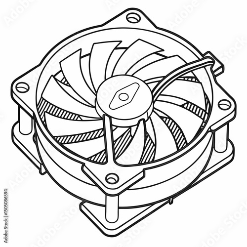 Vector illustration of cleaning cooling fan of a desktop cpu, isolated on  background WHITE