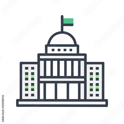 Government Office Building Icon – Public Administration and Civic Center Symbol