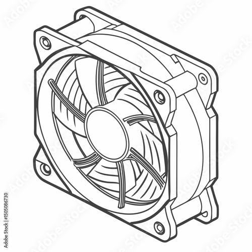 Vector illustration of cleaning cooling fan of a desktop cpu, isolated on  background WHITE