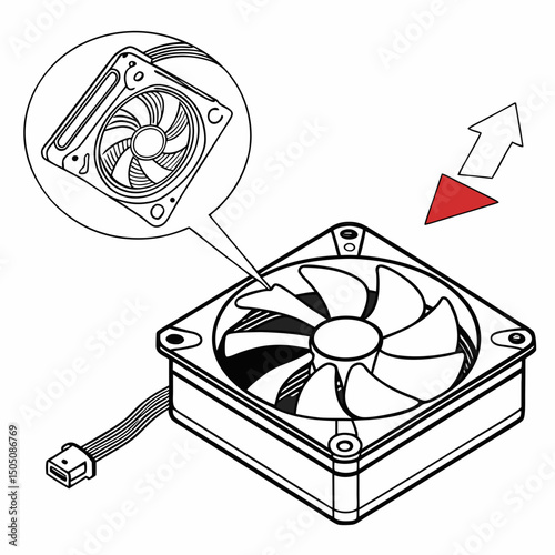 Vector illustration of cleaning cooling fan of a desktop cpu, isolated on  background WHITE