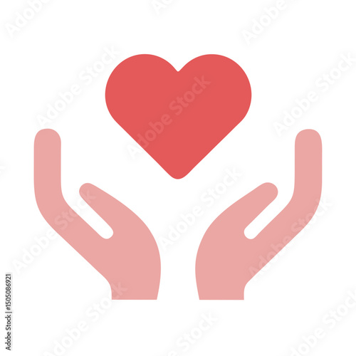 Heart in Helping Hands Icon – Compassion and Support Symbol