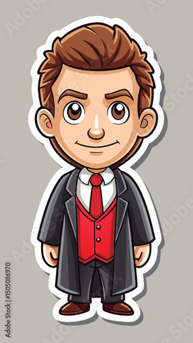 Stylish cartoon businessman in a suit.