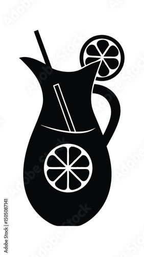 Black and White Lemonade Pitcher Illustration