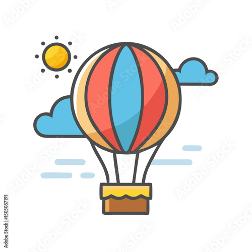 Hot Air Balloon Ride Icon – Adventure and Travel Symbol