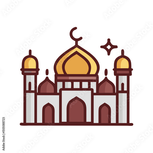 Wallpaper Mural Mosque with Domes Icon – Islamic Architecture, Religious Building Symbol Torontodigital.ca
