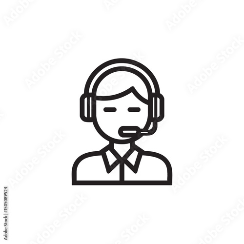 Customer Support Line Art Icons on White Background