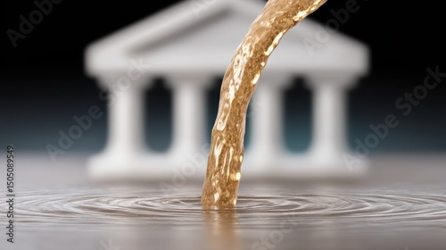 A bank financial liquidity. An image representing the flow of money or banking liquidity within the economic system. Monetary policies and economic stimulation.