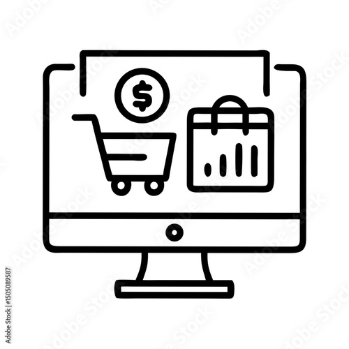  Online Shopping Monitor Icon – E-Commerce, Digital Retail Symbol