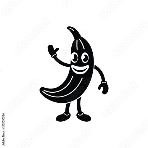 banana fruit character icon vector illustration isolated on white background