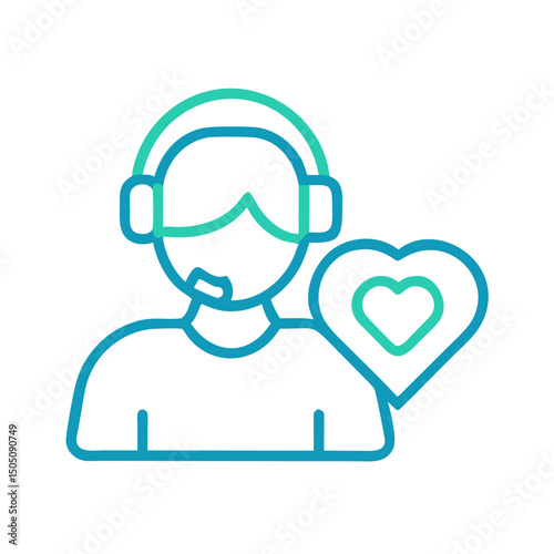 Person with Heart Support Icon – Compassion, Care, Emotional Help Symbol