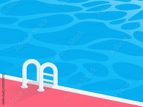 Swimming pool ladder, summer, poolside, vacation, relaxation, refreshing, summer vacation, blue water, pink deck, swimming, cool, summer fun, leisure, holiday, tropical, paradise, resort, hotel.