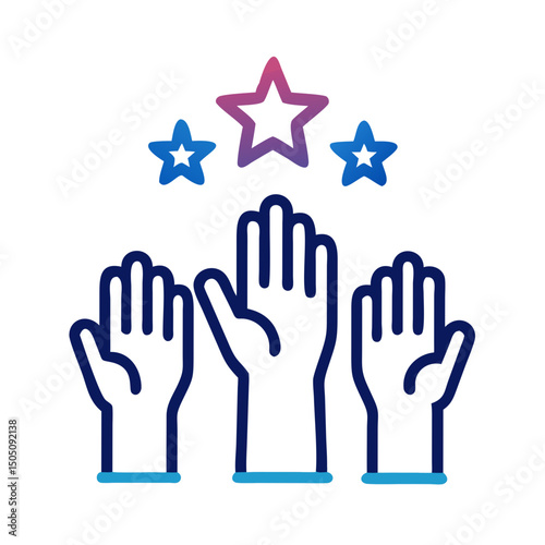 Raised Hands with Stars Icon – Celebration, Achievement, Success Symbol