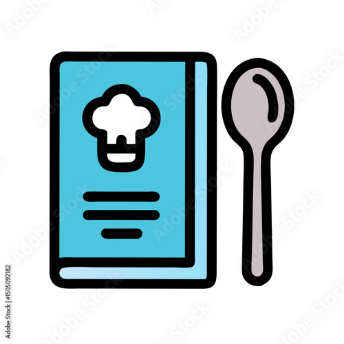 Recipe Book and Spoon Icon – Cooking Guide, Culinary Recipe Symbol