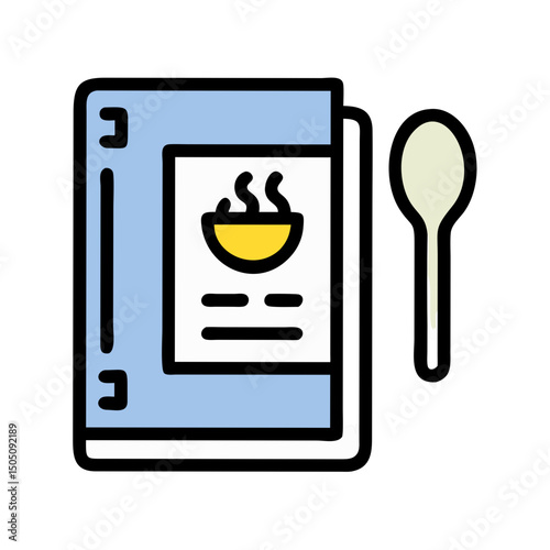 Recipe Book and Spoon Icon – Cooking Guide, Culinary Recipe Symbol