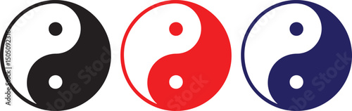 yin yang, black and white symbol, minimalist design, balanced opposites, harmony, symmetry, three circles,