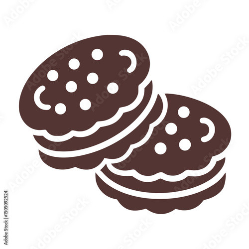  Sandwich Cookies Icon – Sweet Snack, Cream-Filled Biscuit Symbol
