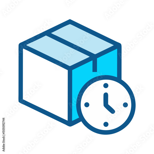 Shipping Box with Clock Icon – Timely Delivery and Logistics Symbol, Package Tracking Concept