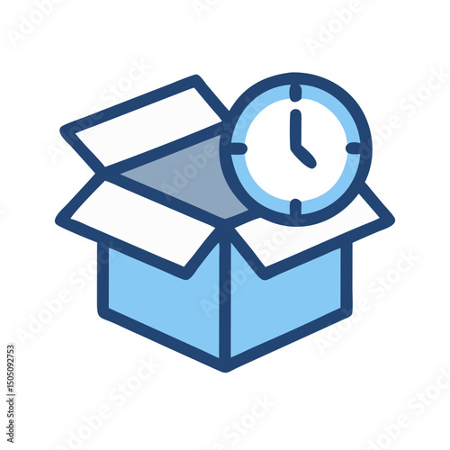 Shipping Box with Clock Icon – Timely Delivery and Logistics Symbol, Package Tracking Concept