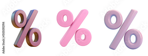 Set of percent symbol on transparent background.