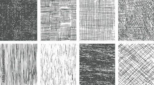 Grunge textures set. Collection of vector, distress, textures, Line crosshatch patterns, cross hatch texture vector seamless backgrounds of vintage hand drawn 