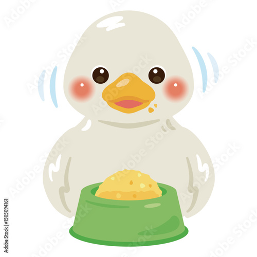 食事中のアヒルのイラスト