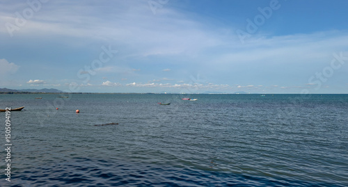 Beautiful sea and sky background in nature. Coastal landscape pattern, calmness, vacation