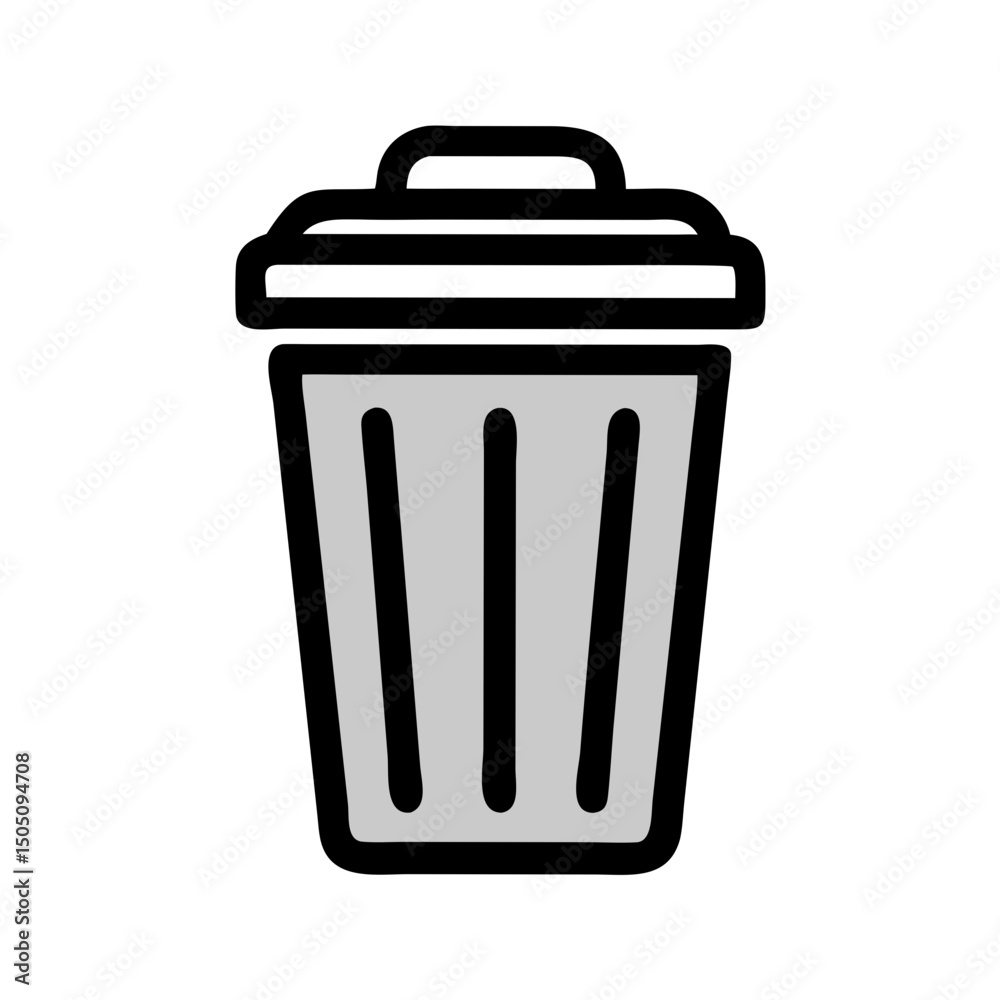 Trash Bin with Lid Icon – Covered Waste Container, Garbage Disposal Symbol Trash Bin with Lid Icon – Covered Waste Container, Garbage Disposal Symbol
