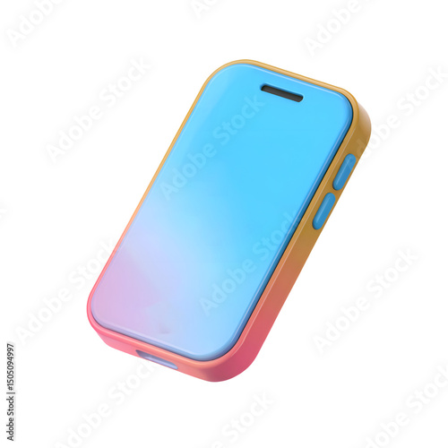 3d mobile phone icon isolated on transparent background. 3d rendering Cartoon plastic style. PNG file, cut out
