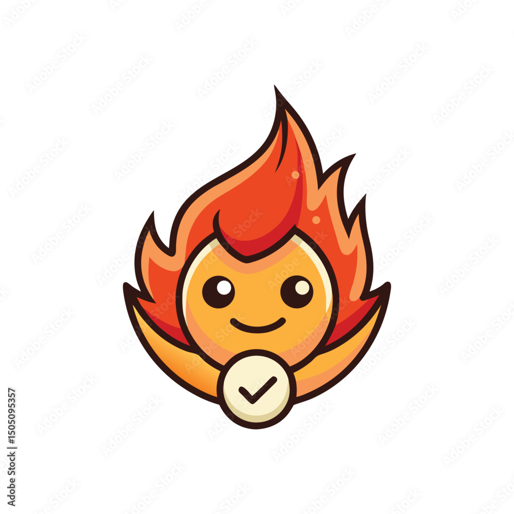 Fire and check mark logo vector illustration isolated on white background Fire and check mark logo vector illustration isolated on white background