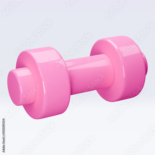 Pink Dumbbell Realistic icon, 3d render. Isolated on white backround. Sport And Fitness design set. Vector illustration for shop, flyer, banner, web, advertising, sale